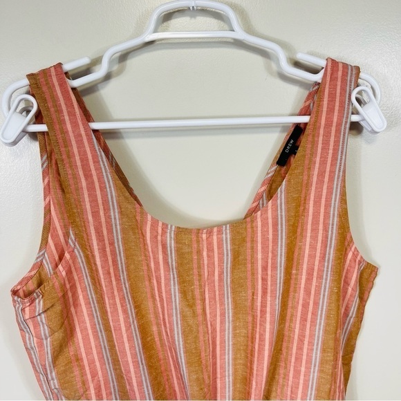 Anthropologie DREW Brown Striped Sleeveless Linen Blend Jogger Jumpsuit - LARGE - Picture 4 of 15